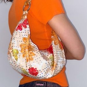 Y2K Floral Sequin Mini Baguette Shoulder Bag - Mudd Brand
